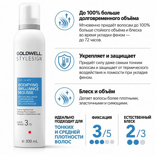 Бриллиантовый мусс для объема и блеска - Goldwell Stylesign Bodifying Brilliance Mousse